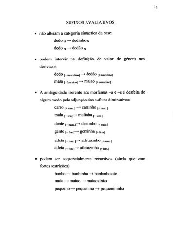 SUFIXOS AVALIATIVOS: 0 não alteram a categoria ... - aeflup.com