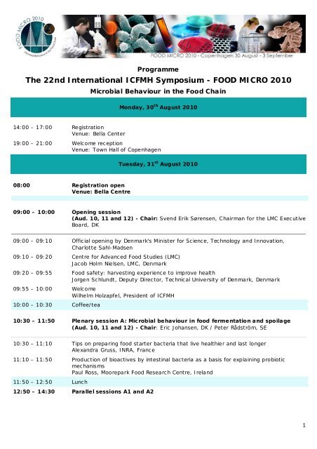 Final programme - 22nd International ICFMH Symposium, Food ...