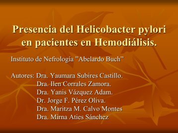 Presencia del Helicobacter pylori en pacientes en Hemodiálisis