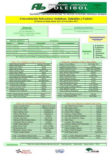 Programa General Enero 10-11 - Federación Andaluza de Voleibol