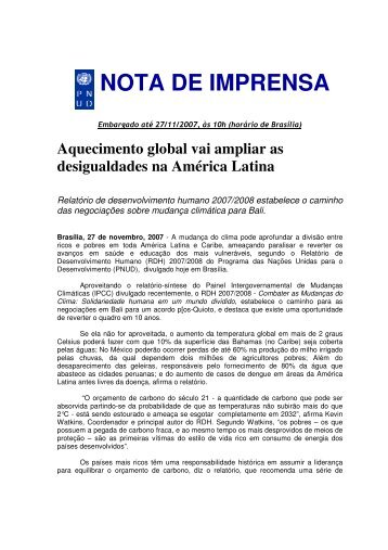 Aquecimento global vai ampliar as desigualdades na América