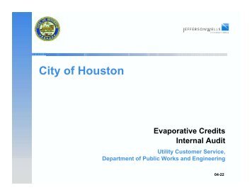 Utility Customer Service Evaporative Credits ... - City of Houston