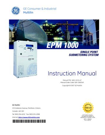 EPM1000 Sub-Meter - GE Digital Energy