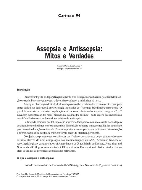 94 - Assepsia e anti-sepsia - Mitos e verdades ... - Farmácia Update