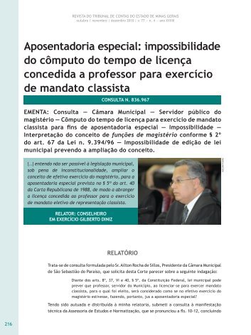 Aposentadoria especial: impossibilidade do ... - Revista do TCE