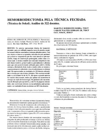 HEMORROIDECTOMIA PELA TÉCNICA FECHADA