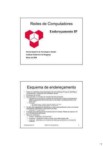 Endereçamento IP - Instituto Politécnico de Bragança