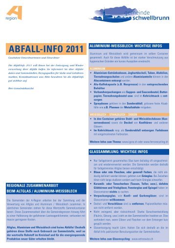 ABFALL-INFO 2011 - Gemeinde Schwellbrunn