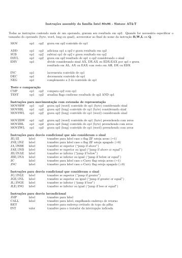 Lista de Instruções IA32