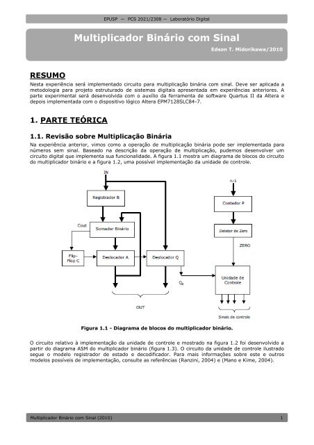 Multiplicador Binário com Sinal - PCS - USP