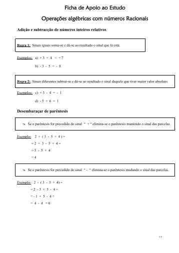 1. Operações com números Racionais.pdf - Webnode