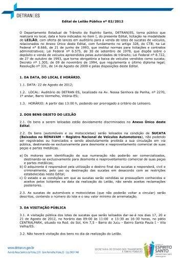 2º Leilão de veículos 2012 (pdf) - Detran | ES