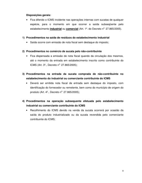 dos procedimentos fiscais nas operações com sucata - SIMEC