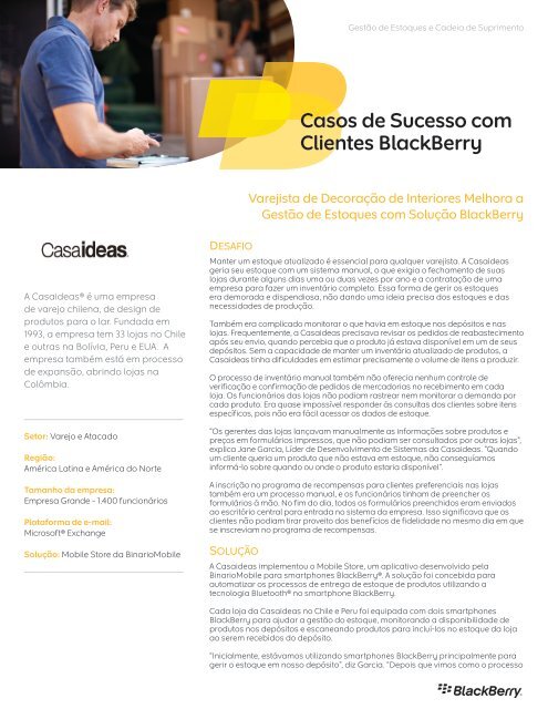 Estudo de Caso – Casaideas - BlackBerry