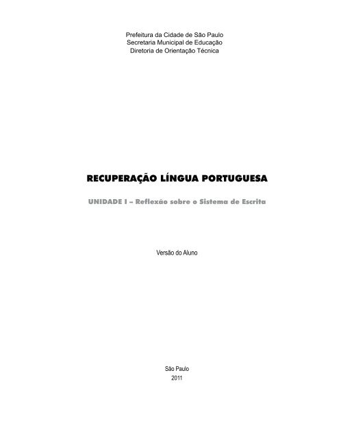 recuperação língua portuguesa - Secretaria Municipal de Educação