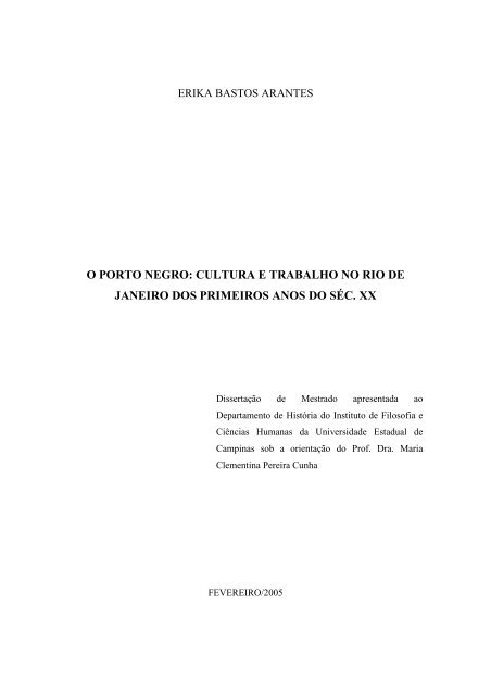 o porto negro - Área de História - UFF