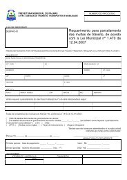 Formulário de solicitação para parcelamento - Prefeitura de Palmas