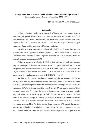 Cabeça chata, testa de macaco - XXVI Simpósio Nacional de História