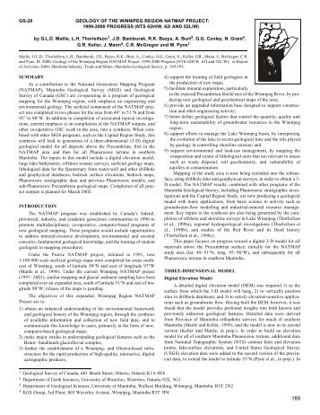 Geology of the Winnipeg Region NATMAP Project: 1999-2000 ...