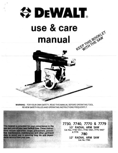 7730 7740 7770 7779 10 RADiAL ARM SAW