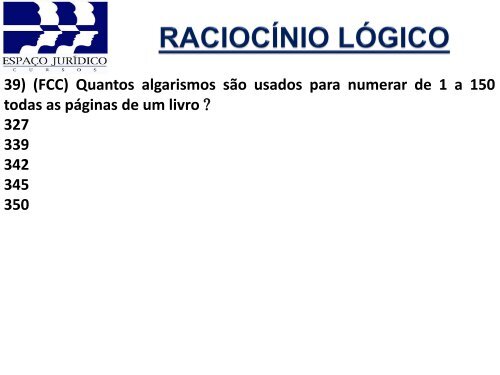 RACIOCÍNIO LÓGICO