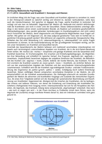 Erkenntnisebenen von Krankheit - Medizinische Psychologie Uni ...