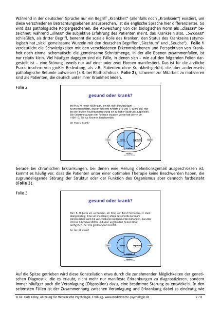 Erkenntnisebenen von Krankheit - Medizinische Psychologie Uni ...