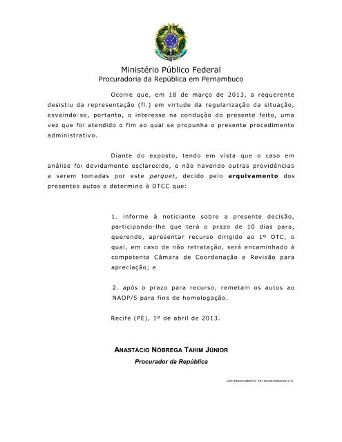 Procedimento Administrativo n - Procuradoria da República em ...
