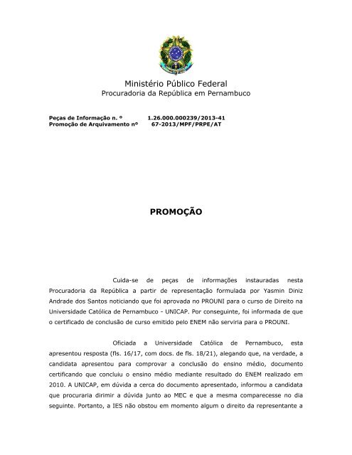 Procedimento Administrativo n - Procuradoria da República em ...