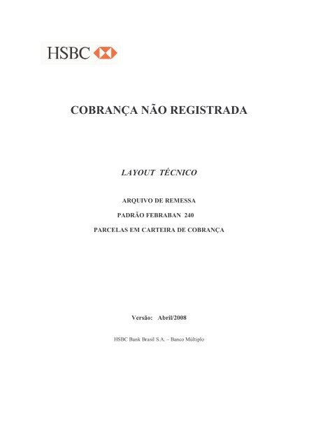 layout cobrança não registrada / cnab 240 - Bitbucket