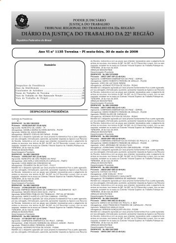 Diário da Justiça do Trabalho 30/05/2008 - Tribunal Regional do ...