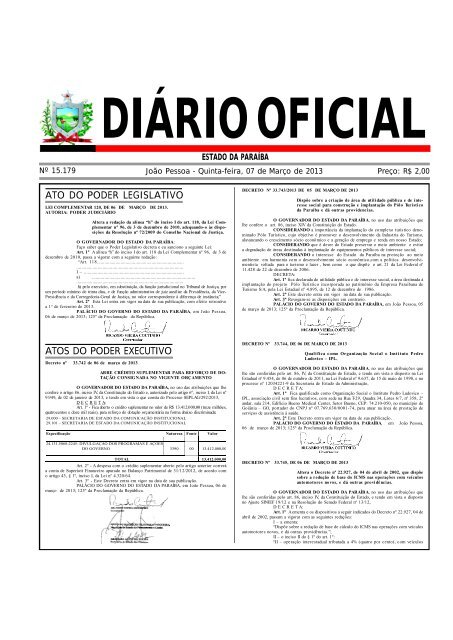 Diário Oficial 07.03.2013 - Governo da Paraíba