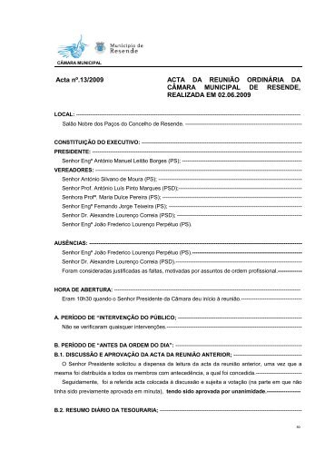 Acta n.º 13 - Câmara Municipal de Resende