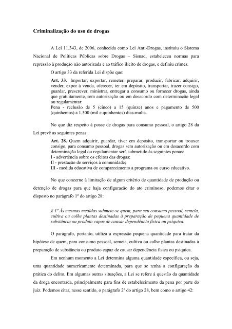 Criminalização do uso de drogas - STF