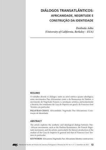 diálogos transatlânticos: africanidade,negritude e construção ... - UFF