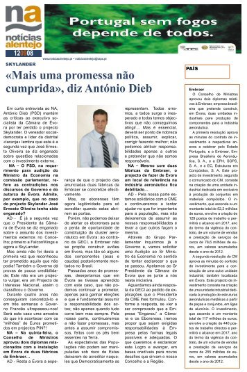 «Mais uma promessa não cumprida», diz António Dieb