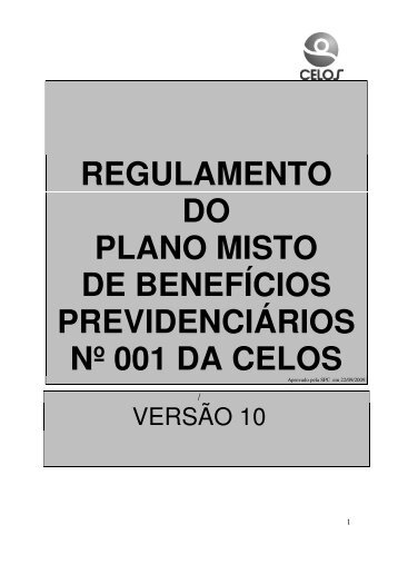 REGULAMENTO DO PLANO MISTO DE BENEFÍCIOS ... - CELOS