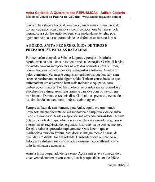 Livro de Anita Garibaldi - Nereu Moura