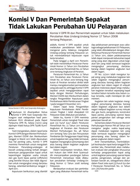 KEGIATAN DPR-RI PERTENGAHAN KEDUA DESEMBER 2011