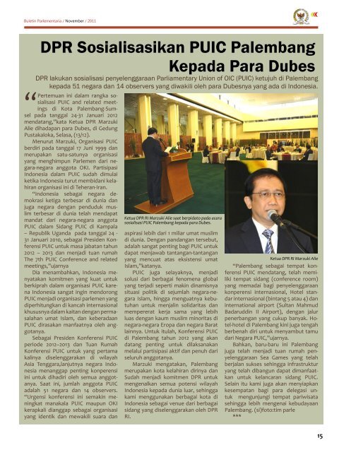 KEGIATAN DPR-RI PERTENGAHAN KEDUA DESEMBER 2011