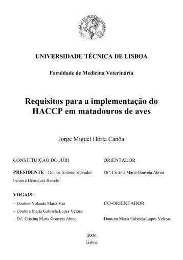 Requisitos para a implementação do HACCP em matadouros de aves