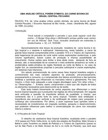 uma análise crítica, porém otimista, da carne bovina do brasil ... - FEA