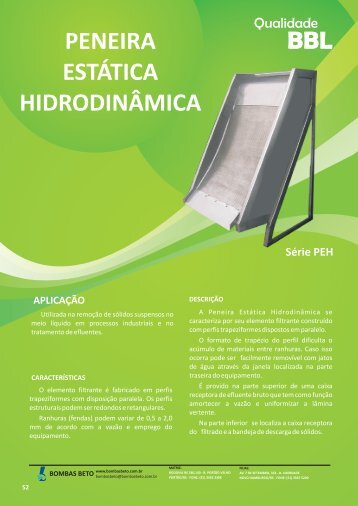 Catálogo Peneira Estática Hidrodinâmica - PEH.cdr - Bombas Beto