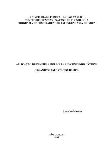 Aplicação de peneiras moleculares contendo cátions ... - capes