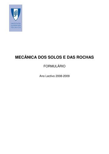 MECÂNICA DOS SOLOS E DAS ROCHAS