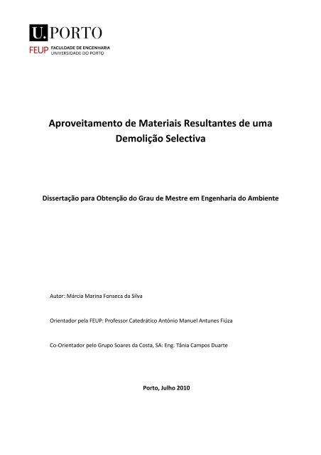 Aproveitamento de Materiais Resultantes de uma Demolição Selectiva