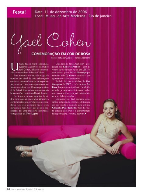 Yael Cohen - RJ - Inesquecível Festa 15 Anos