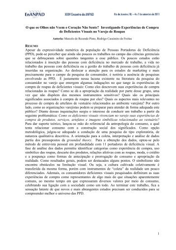 O que os Olhos não Veem o Coração Não Sente ... - Anpad