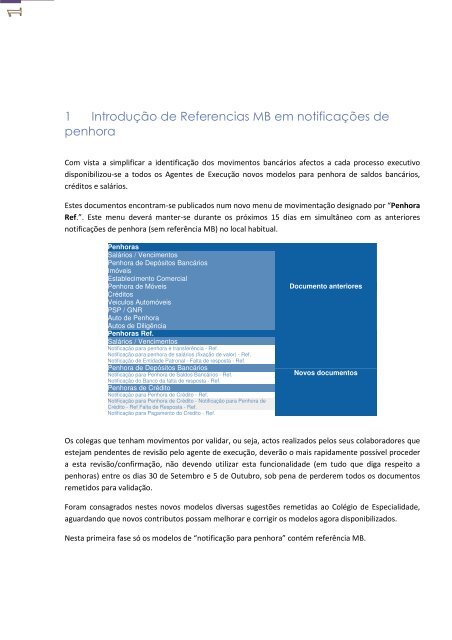 Introdução de Referencias MB em notificações de penhora