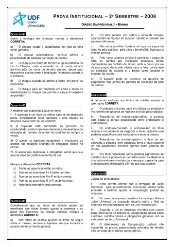 Direito Empresarial II - Matutino - UDF